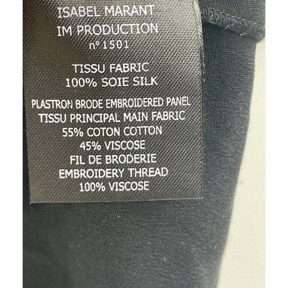 Isabel Marant Silk Mini Dress Black Embroidered Long Sleeve size EU 38 US Small - Picture 13 of 16